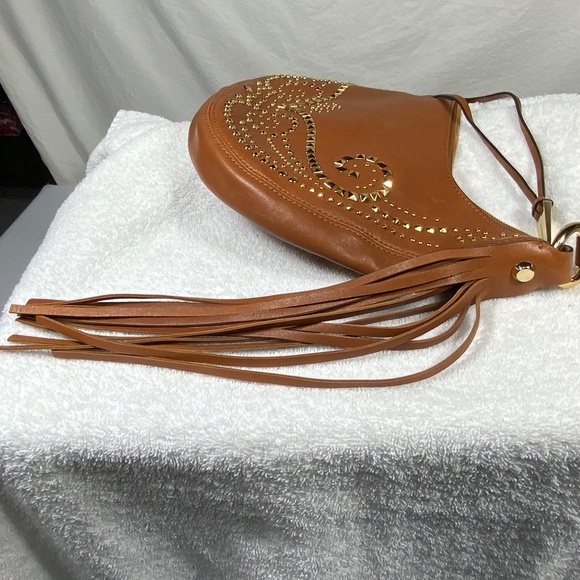 Michael Kors Rhea Leather Fringe Studded Shoulder bag - Picture 5 of 11